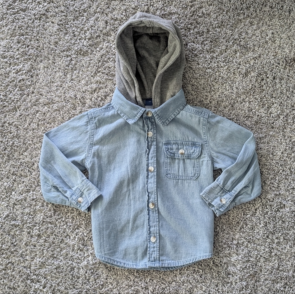 Toddler boys button up shirt With Hood Boys Hoodie